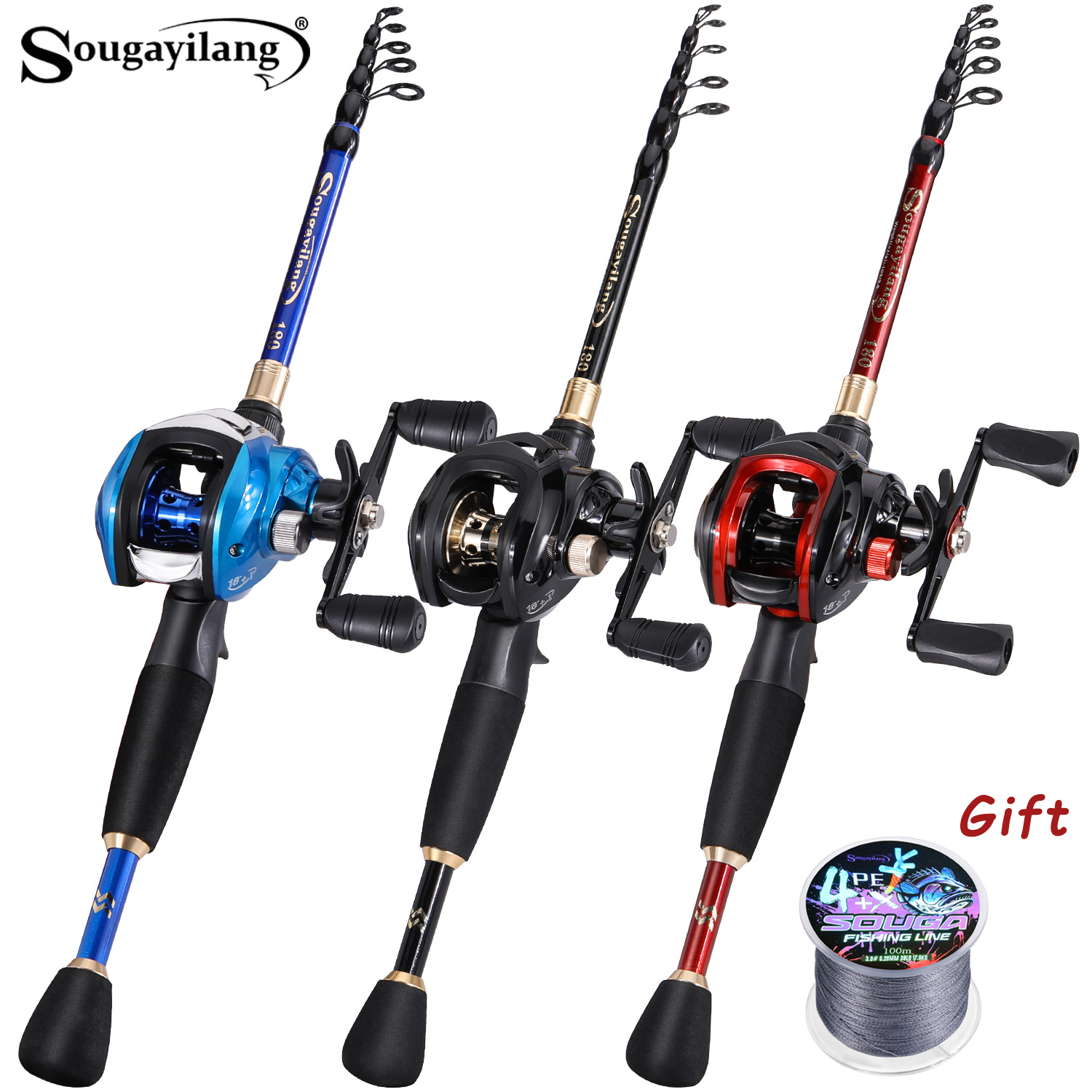 Spincast Reel - Sougayilang Fishing Set with Carbon Fiber